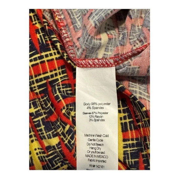 NEW LuLaRoe Randy Women's Small Geometric Print 3/4 Sleeve Raglan Multicolor NWT - Picture 7 of 7
